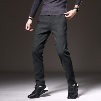 Маркови зимни нови ежедневни панталони от четкана материя Мъжки дебели бизнес модни корейски прилепнали еластични сиви сини черни панталони Мъжки 38