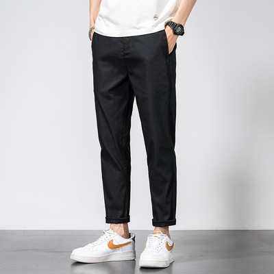 2023. aasta uued brändiriided, suvine pehme, hubane Lyocell vabaaja püksid meeste õhukesed venivad õhukesed pahkluu püksid Korea rohelised püksid meestele