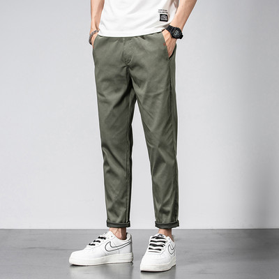 2023. aasta uued brändiriided, suvine pehme, hubane Lyocell vabaaja püksid meeste õhukesed venivad õhukesed pahkluu püksid Korea rohelised püksid meestele