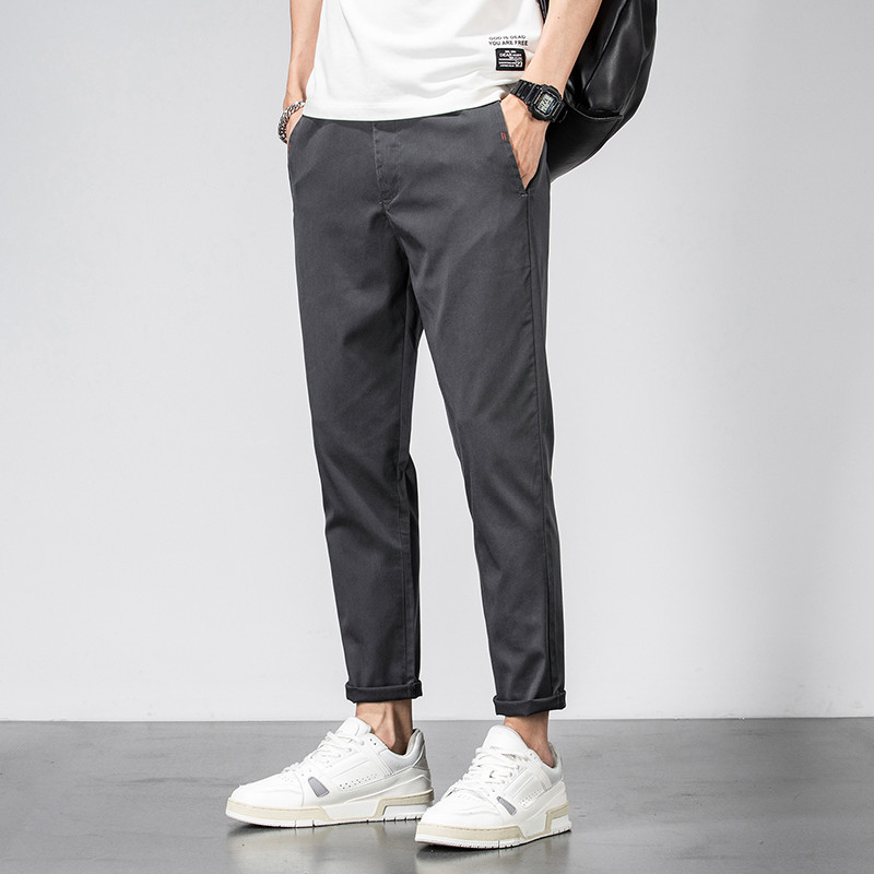 2023. aasta uued brändiriided, suvine pehme, hubane Lyocell vabaaja püksid meeste õhukesed venivad õhukesed pahkluu püksid Korea rohelised püksid meestele