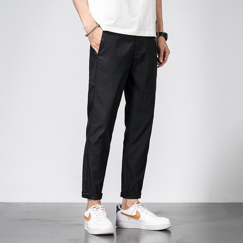 2023. aasta uued brändiriided, suvine pehme, hubane Lyocell vabaaja püksid meeste õhukesed venivad õhukesed pahkluu püksid Korea rohelised püksid meestele