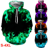 Uued meeste naiste vabaaja kapuutsid 3D digitaalprintimisega leekkapuutsiga suures suuruses dressipluus