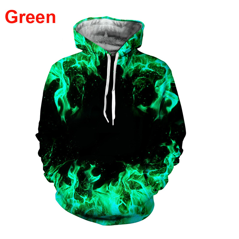 Uued meeste naiste vabaaja kapuutsid 3D digitaalprintimisega leekkapuutsiga suures suuruses dressipluus