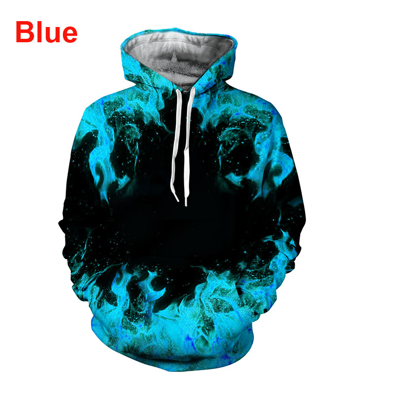 Uued meeste naiste vabaaja kapuutsid 3D digitaalprintimisega leekkapuutsiga suures suuruses dressipluus