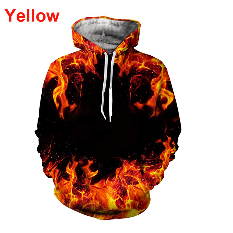 Uued meeste naiste vabaaja kapuutsid 3D digitaalprintimisega leekkapuutsiga suures suuruses dressipluus