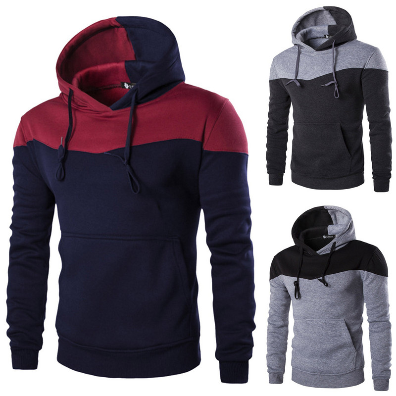 Jõusaali moodsad kapuutsid meestele vabaaja kapuuts Patchwork värviline kapuuts jakk Sügis- ja talv Tänava vabaaja sportlik vaba kapuuts