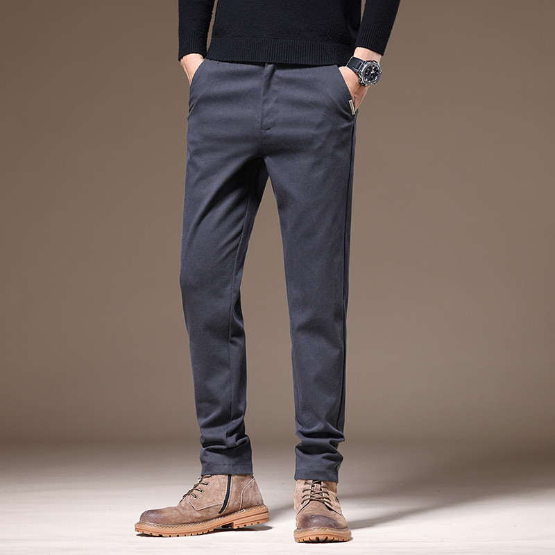 Φθινοπωρινό Χειμώνα Νέο Χοντρό Παντελόνι Ανδρικό Βαμβακερό Lyocell Business Μαύρο Slim Fit Κορέα Παντελόνι γραφείου Εργασίας Ανδρικό Plus μέγεθος 28-40