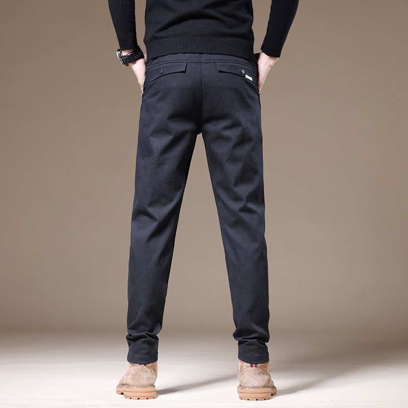 Φθινοπωρινό Χειμώνα Νέο Χοντρό Παντελόνι Ανδρικό Βαμβακερό Lyocell Business Μαύρο Slim Fit Κορέα Παντελόνι γραφείου Εργασίας Ανδρικό Plus μέγεθος 28-40