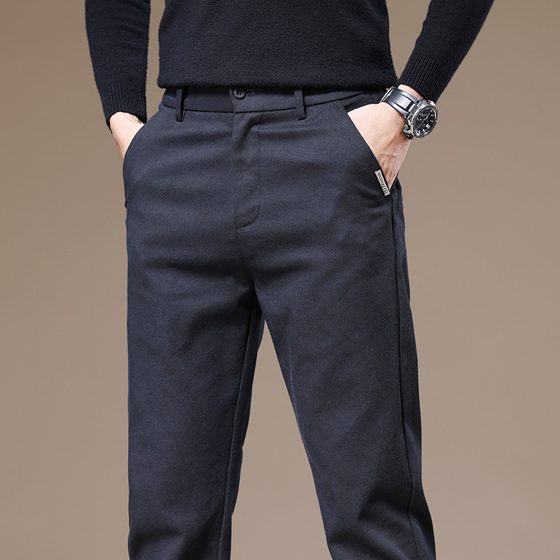 Φθινοπωρινό Χειμώνα Νέο Χοντρό Παντελόνι Ανδρικό Βαμβακερό Lyocell Business Μαύρο Slim Fit Κορέα Παντελόνι γραφείου Εργασίας Ανδρικό Plus μέγεθος 28-40