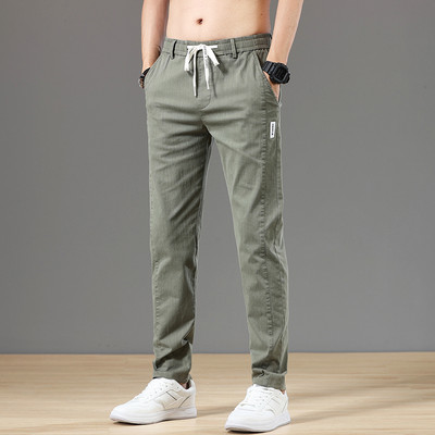 6 boja proljeće ljeto muške hlače pamuk klasične vezice elastičan struk jogging rastezljive tanke ležerne vanjske hlače muške 38