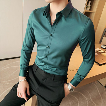 Мъжка риза с дълъг ръкав 2023 New British Style Solid Casual Slim Fit Camisas Y Blusas Formal Dress Chemistry Homme Men Clothing