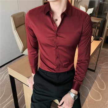 Мъжка риза с дълъг ръкав 2023 New British Style Solid Casual Slim Fit Camisas Y Blusas Formal Dress Chemistry Homme Men Clothing