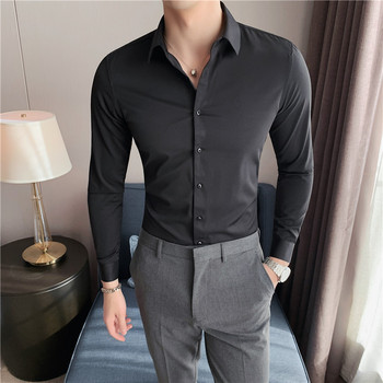 Мъжка риза с дълъг ръкав 2023 New British Style Solid Casual Slim Fit Camisas Y Blusas Formal Dress Chemistry Homme Men Clothing