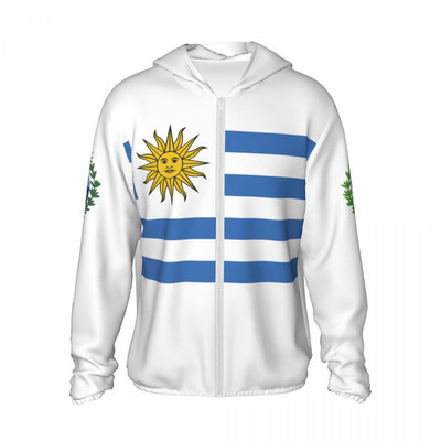 Uruguay lipp polüestrist kapuuts Päikesekaitse Päikesekaitse Kalapüügi Jooksuriided Kiiresti kuivavad ja tõmblukuga pikad varrukad