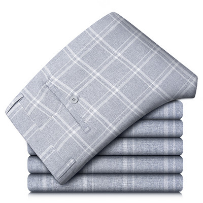 Καλοκαίρι Αγγλία Καρό Εργασία Stretch Παντελόνι Ανδρικό Επαγγελματικό Μόδα ίσιο γκρι μπλε casual παντελόνι Αντρικό επίσημο κοστούμι παντελόνι μάρκας 40