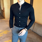 Ανδρικά ανοιξιάτικα μακρυμάνικα πουκάμισα υψηλής ποιότητας 2023/Ανδρικά πουκάμισα με γιακά φορεμάτων S-4XL