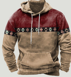 2023 Vintage ανδρικό φούτερ με κουκούλα 3d Ινδικό Harajuku στάμπα μακρυμάνικο πουλόβερ casual μόδας Φούτερ για άντρες Υπερμεγέθη φούτερ