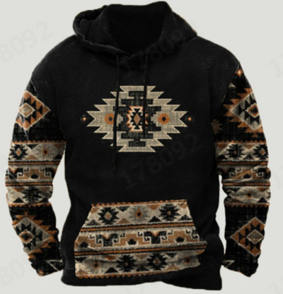 2023 Vintage ανδρικό φούτερ με κουκούλα 3d Ινδικό Harajuku στάμπα μακρυμάνικο πουλόβερ casual μόδας Φούτερ για άντρες Υπερμεγέθη φούτερ