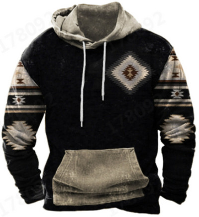 2023 Vintage ανδρικό φούτερ με κουκούλα 3d Ινδικό Harajuku στάμπα μακρυμάνικο πουλόβερ casual μόδας Φούτερ για άντρες Υπερμεγέθη φούτερ