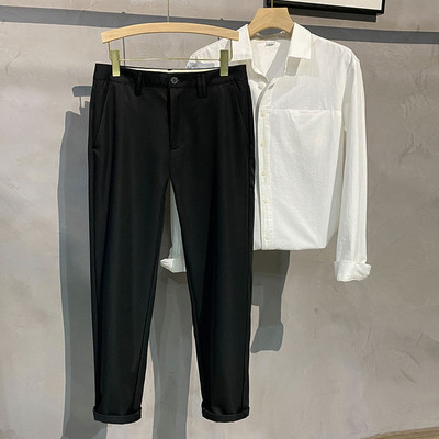 97%Βαμβακερό Ανδρικό καλοκαιρινό μονόχρωμο ανδρικό παντελόνι casual ανδρικό επαγγελματικό στυλ Κλασικό Stretch λεπτό χακί γκρι λεπτό παντελόνι μάρκας 38