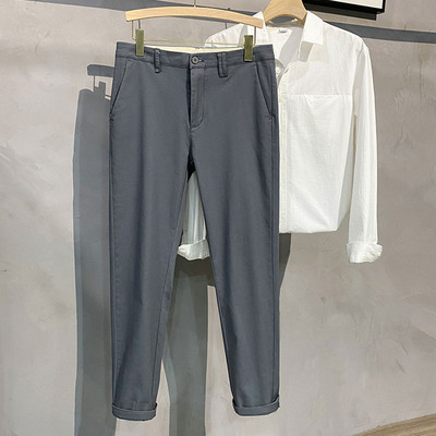 97%Βαμβακερό Ανδρικό καλοκαιρινό μονόχρωμο ανδρικό παντελόνι casual ανδρικό επαγγελματικό στυλ Κλασικό Stretch λεπτό χακί γκρι λεπτό παντελόνι μάρκας 38