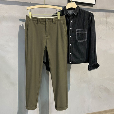 97%Βαμβακερό Ανδρικό καλοκαιρινό μονόχρωμο ανδρικό παντελόνι casual ανδρικό επαγγελματικό στυλ Κλασικό Stretch λεπτό χακί γκρι λεπτό παντελόνι μάρκας 38