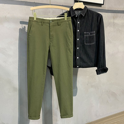 97%Βαμβακερό Ανδρικό καλοκαιρινό μονόχρωμο ανδρικό παντελόνι casual ανδρικό επαγγελματικό στυλ Κλασικό Stretch λεπτό χακί γκρι λεπτό παντελόνι μάρκας 38