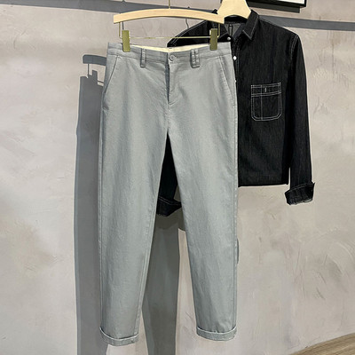 97%Βαμβακερό Ανδρικό καλοκαιρινό μονόχρωμο ανδρικό παντελόνι casual ανδρικό επαγγελματικό στυλ Κλασικό Stretch λεπτό χακί γκρι λεπτό παντελόνι μάρκας 38