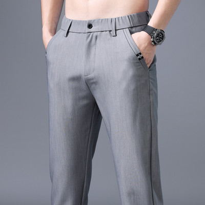 2022. aasta meeste õhukesed kleitpüksid, nutikad vabaaja ärilised, kehale sobivad veniv ülikonna püksid, elastne vöökoht, pidulikud hingavad püksid meestele