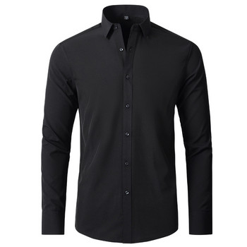 Микроразтеглива риза Мъжка риза с дълъг ръкав за открито 8XL Едноцветна бизнес риза с дълъг ръкав Мъжки ежедневни мъжки социални официални ризи
