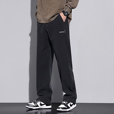 Visokokvalitetne hlače od meke liocel tkanine, muške široke, široke, jesenske, zimske debele hlače s elastičnim strukom, široke muške hlače veće veličine