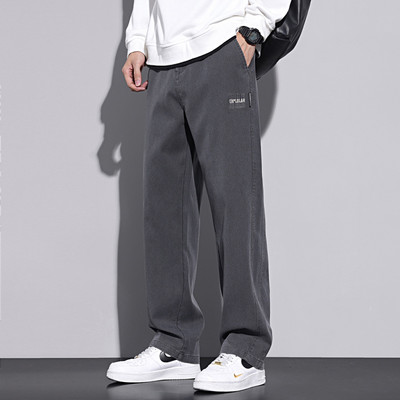 Visokokvalitetne hlače od meke liocel tkanine, muške široke, široke, jesenske, zimske debele hlače s elastičnim strukom, široke muške hlače veće veličine