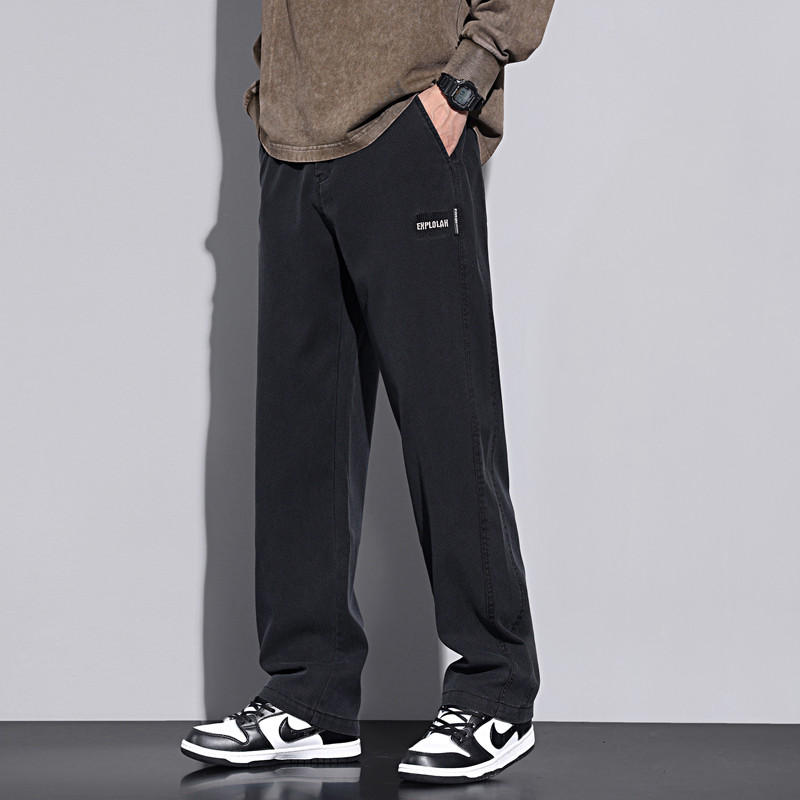 Visokokvalitetne hlače od meke liocel tkanine, muške široke, široke, jesenske, zimske debele hlače s elastičnim strukom, široke muške hlače veće veličine