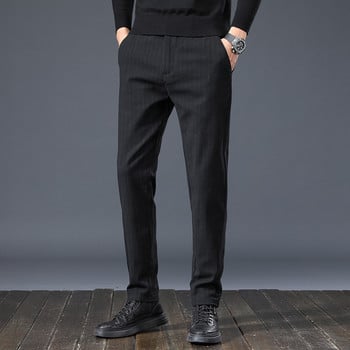 Mingyu ολοκαίνουργιο ανοιξιάτικο φθινοπωρινό ριγέ ανδρικό παντελόνι Κλασικό επαγγελματικό ελαστικό επίσημο κοστούμι στη μέση, μαύρο γκρι casual παντελόνι ανδρικό