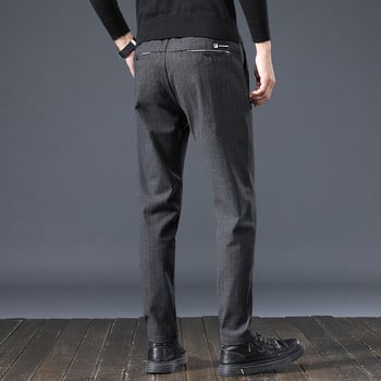 2022 Нови панталони с есенни райета Мъжки дебели модни класически бизнес тънки висококачествени офис официални костюми Ежедневни панталони Мъжки 28-38