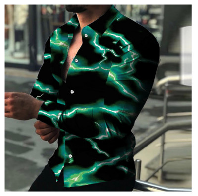 Μόδα φθινοπώρου χορού 2023 Πολυτελές κοινωνικό ανδρικό πουκάμισο Polo πουκάμισο με κουμπιά casual Western print Top Ανδρική ζακέτα χορού κορυφαίο συν μέγεθος