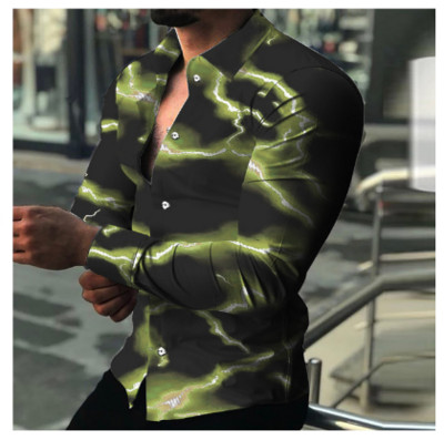 Μόδα φθινοπώρου χορού 2023 Πολυτελές κοινωνικό ανδρικό πουκάμισο Polo πουκάμισο με κουμπιά casual Western print Top Ανδρική ζακέτα χορού κορυφαίο συν μέγεθος