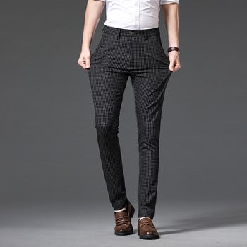 2023 Νέο καρό καθημερινό επαγγελματικό παντελόνι ανδρικής μόδας Stretch κοστούμι μάρκας ίσιο λεπτό Παντελόνι Κορέας μαύρο μπλε γκρι κόκκινο κρασί 30-38