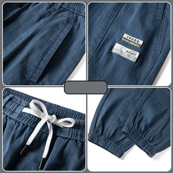 Мъжки памучни свободни харем панталони с еластична талия на марката Mingyu, сини дебели свободни панталони за джогинг Карго панталони, мъжки размер 38