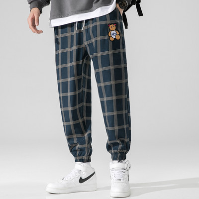 2023. aasta uued sügistalvised ruudulised püksid, meeste karulapp, paks Harajuku Korea Jogger vabaaja haaremi dressipüksid, meeste bränd 5XL