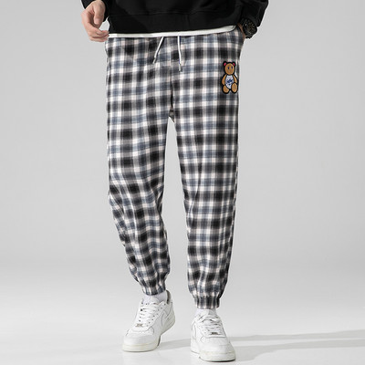 2023. aasta uued sügistalvised ruudulised püksid, meeste karulapp, paks Harajuku Korea Jogger vabaaja haaremi dressipüksid, meeste bränd 5XL