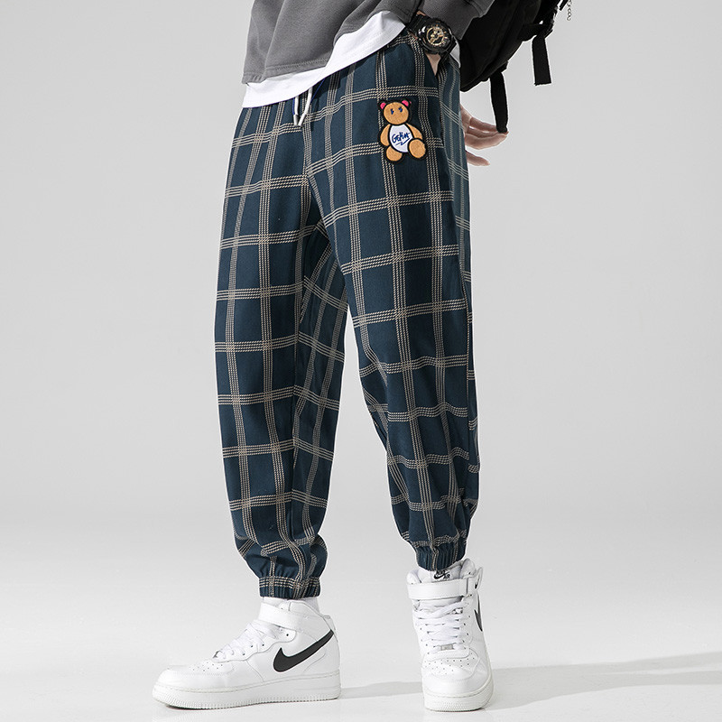 2023. aasta uued sügistalvised ruudulised püksid, meeste karulapp, paks Harajuku Korea Jogger vabaaja haaremi dressipüksid, meeste bränd 5XL