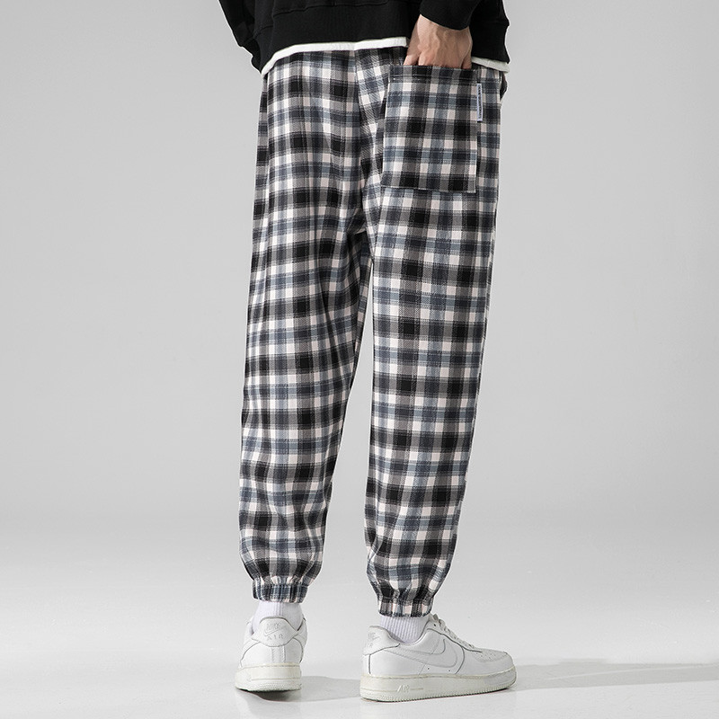 2023. aasta uued sügistalvised ruudulised püksid, meeste karulapp, paks Harajuku Korea Jogger vabaaja haaremi dressipüksid, meeste bränd 5XL