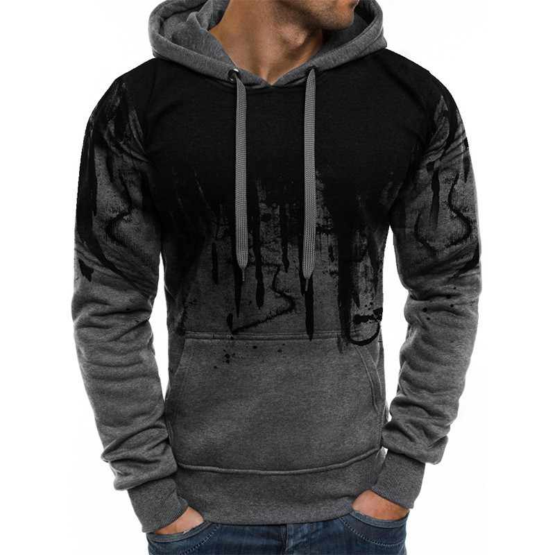 Meeste Pullover Hoodie Dressipluus Gradientprintiga Daily Fitness Spordirõivad Basic Casual Hoodies Oversize dressipluusid Hall valge