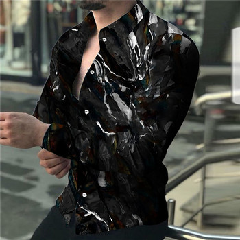 2023 Риза с дълги ръкави/мъжко мъжко облекло Мъжка пролетна висококачествена тънка ежедневна риза с ревер/модерно горнище с копчета