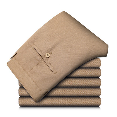 Visokokvalitetne muške ležerne hlače ravnog kroja Ljetne poslovne ravne rastezljive svijetlo sive kaki tanke hlače odijela, muška veličina 40