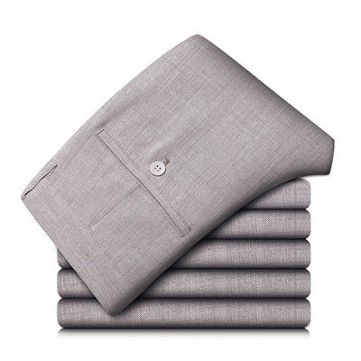 Visokokvalitetne muške ležerne hlače ravnog kroja Ljetne poslovne ravne rastezljive svijetlo sive kaki tanke hlače odijela, muška veličina 40