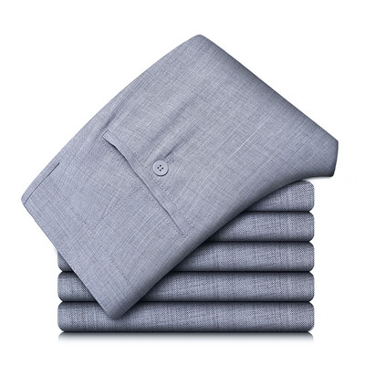 Visokokvalitetne muške ležerne hlače ravnog kroja Ljetne poslovne ravne rastezljive svijetlo sive kaki tanke hlače odijela, muška veličina 40