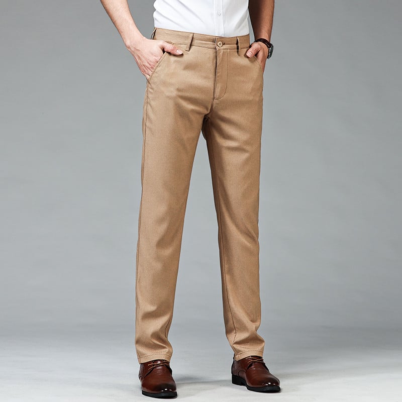 Visokokvalitetne muške ležerne hlače ravnog kroja Ljetne poslovne ravne rastezljive svijetlo sive kaki tanke hlače odijela, muška veličina 40