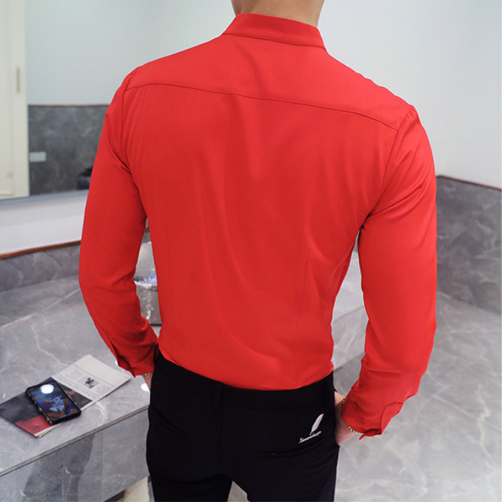 2023 ööklubi meeste töösärk ühevärviline mood V-kaelusega valge meeste särgid Kvaliteetsed hotelliteenindaja õhuke särk meeste 4XL 5XL